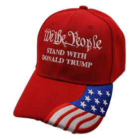 We the People Stand with Trump (w/flag bill) Embroidered Hat (Red)
