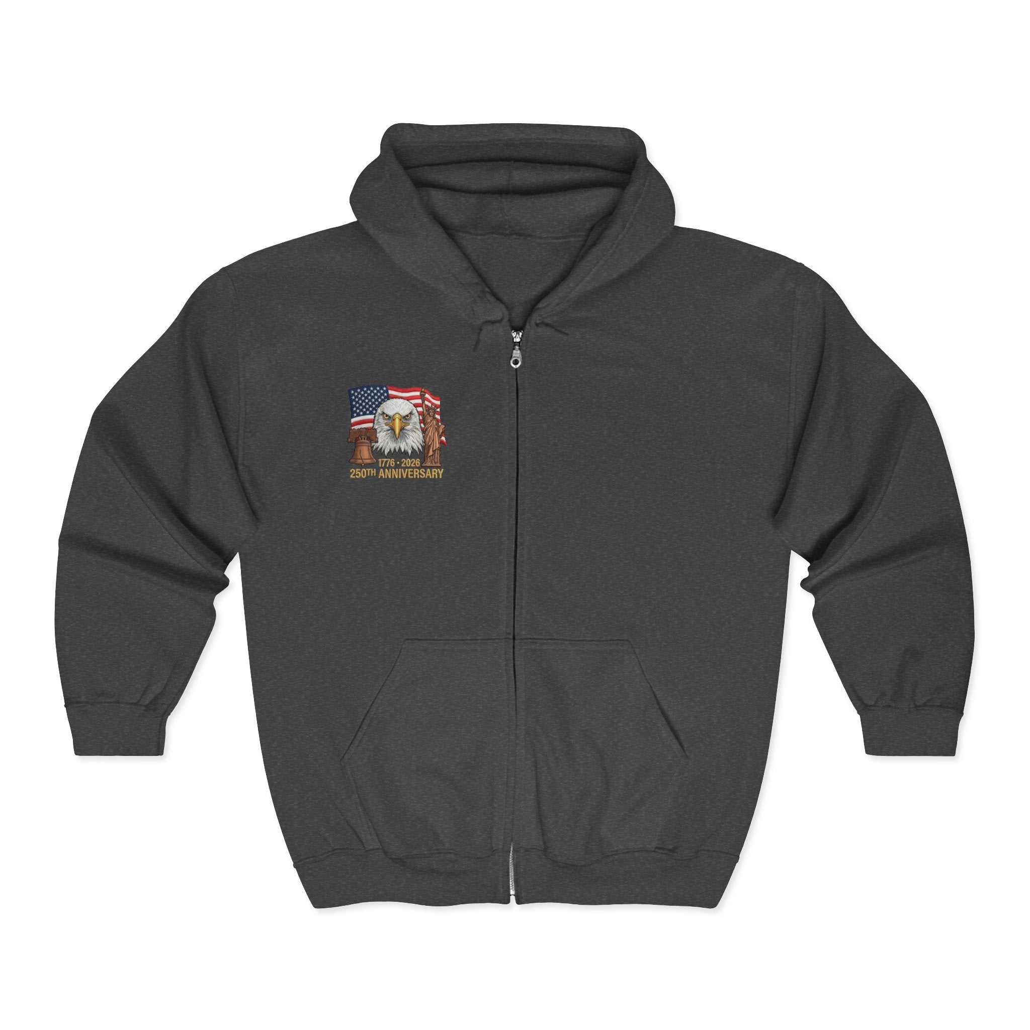 250th Anniversary Eagle Flag Full-Zip Hoodie – 1776–2026 Patriotic Zip-Up