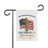 America: 250 Years of Blessings “One Nation Under God” Flag & Cross Patriotic Garden Flag (Double-Sided)
