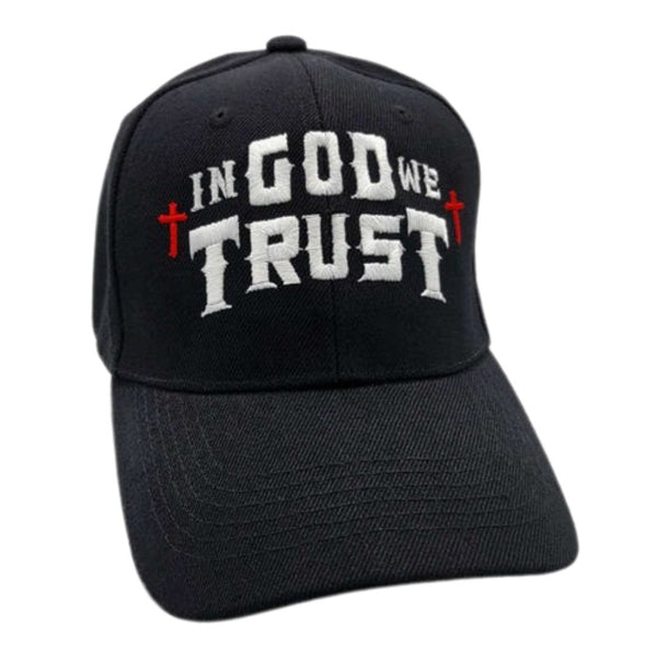 In God We Trust Patriotic Stars Embroidered Hat (Black)
